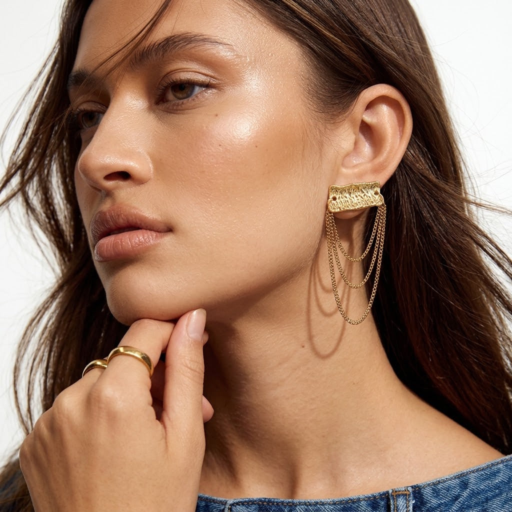 Tarnish-Free Stainless Steel Triple Layer Draping Tassel Drops
