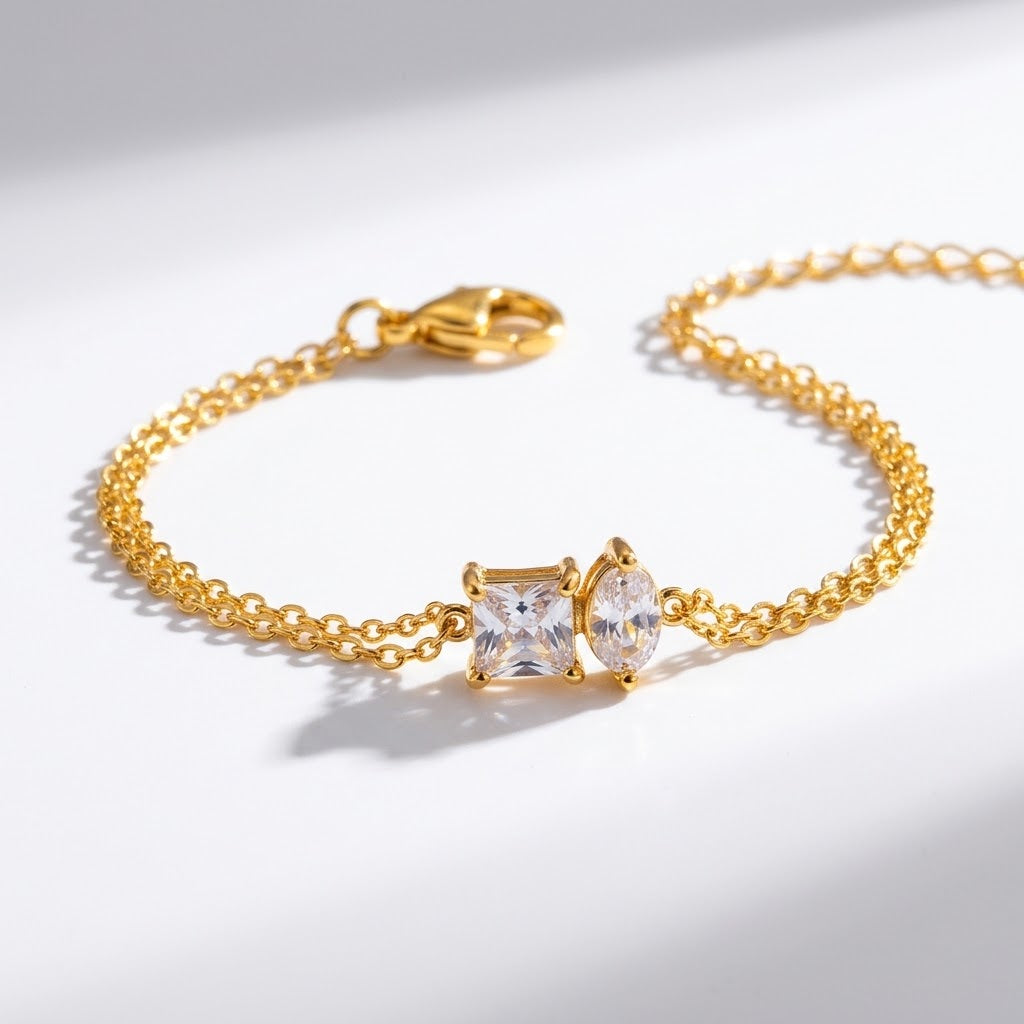 Aria Double Chain Geometric Bracelet