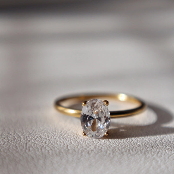 Oval Solitaire Ring | Zirconia Ring