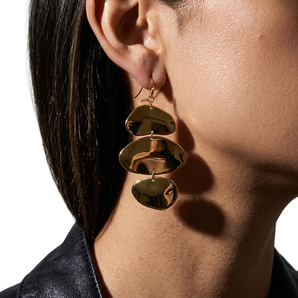 The Isla 18K Gold Plated Irregular Tiered Discs
