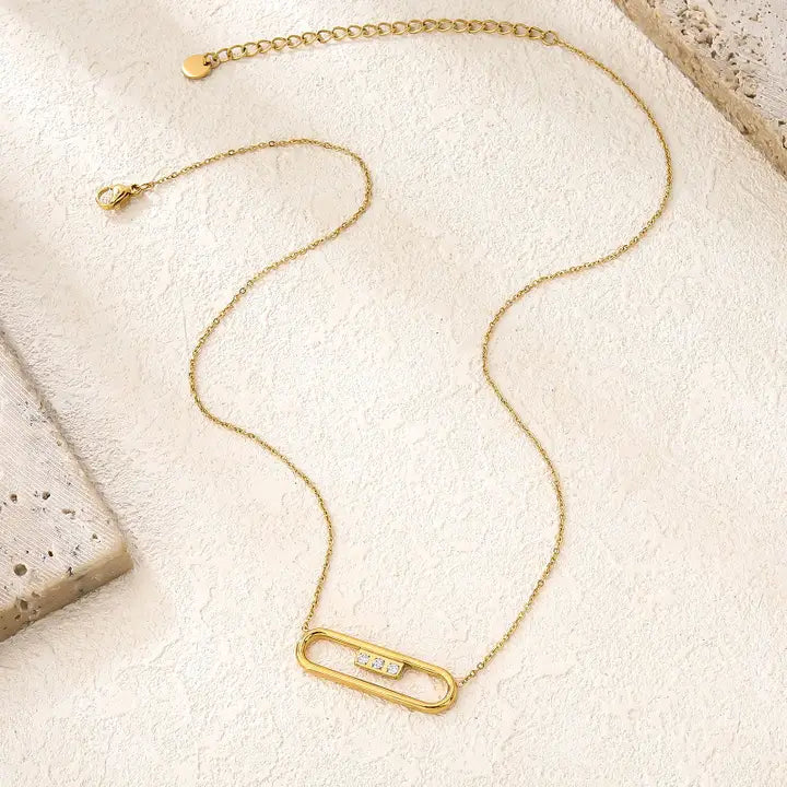 Gold Pendant Necklace with Cz