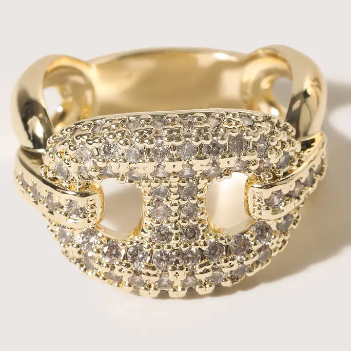 Gold Cz Pave Pignose Ring