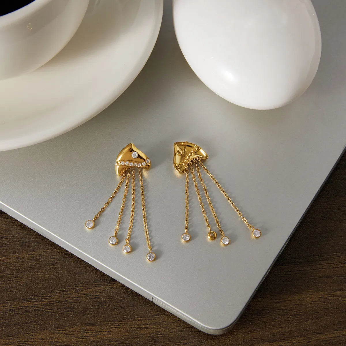 Oceanic Tassel Fish Drop Earrings – 18K Gold Plated Waterproof Stainless Steel