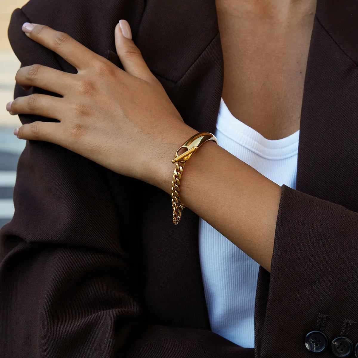 The Horizon Stainless Steel Sculptural OT Clasp Statement Chain