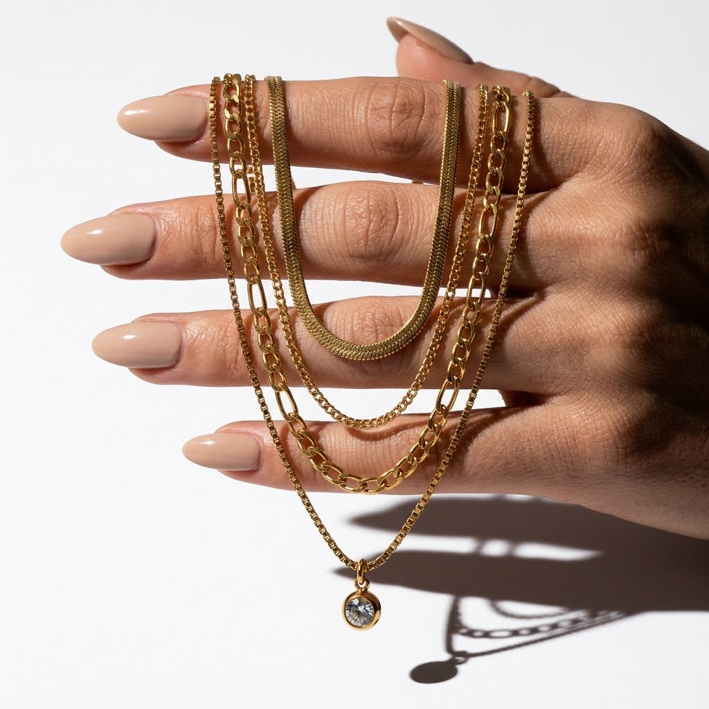 The Iris 18K Gold Triple-Layer Zircon Necklace
