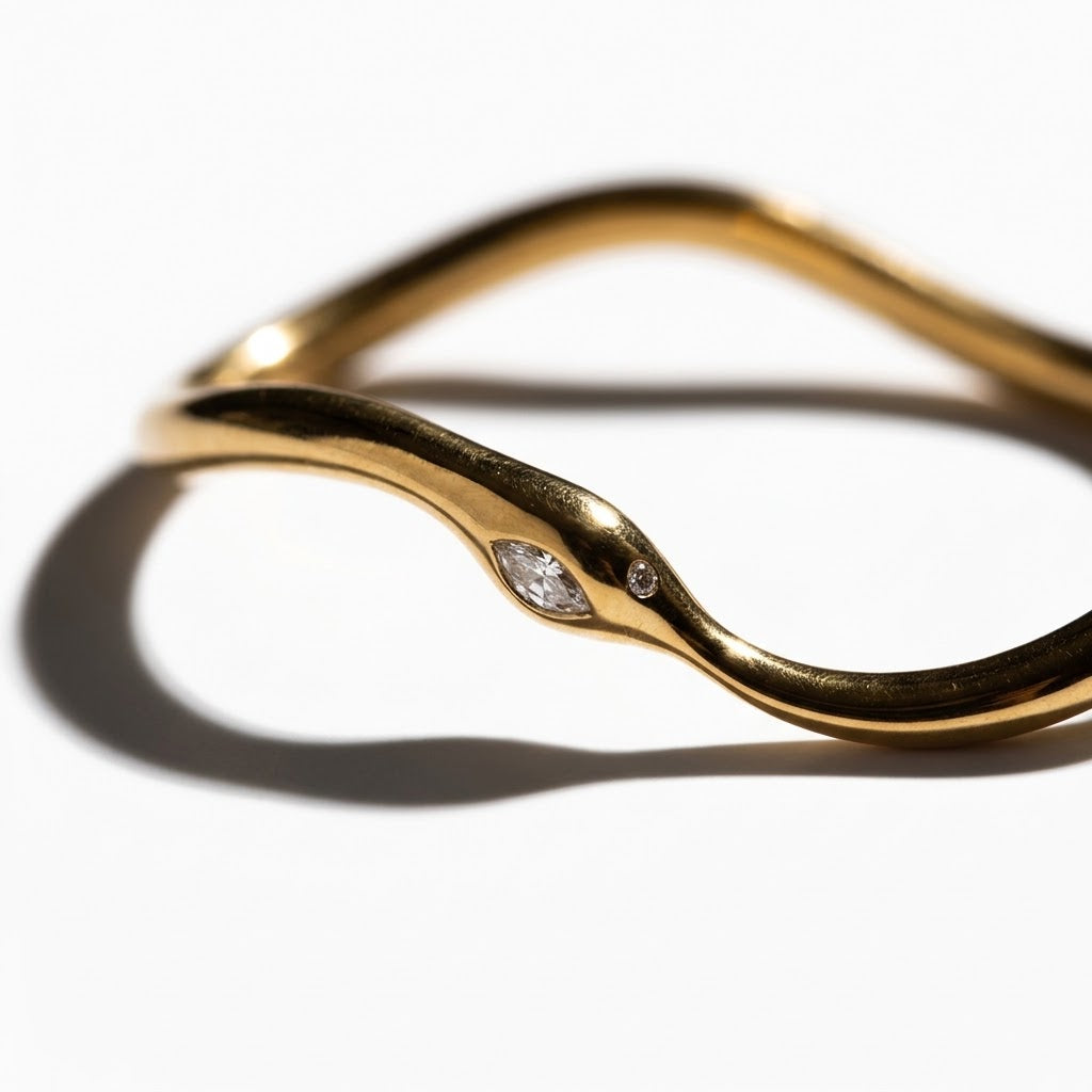 Abstract Fluid Geometric Snake Cuff Bracelet