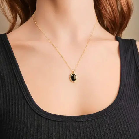 Onyx Oval Pendant Necklace