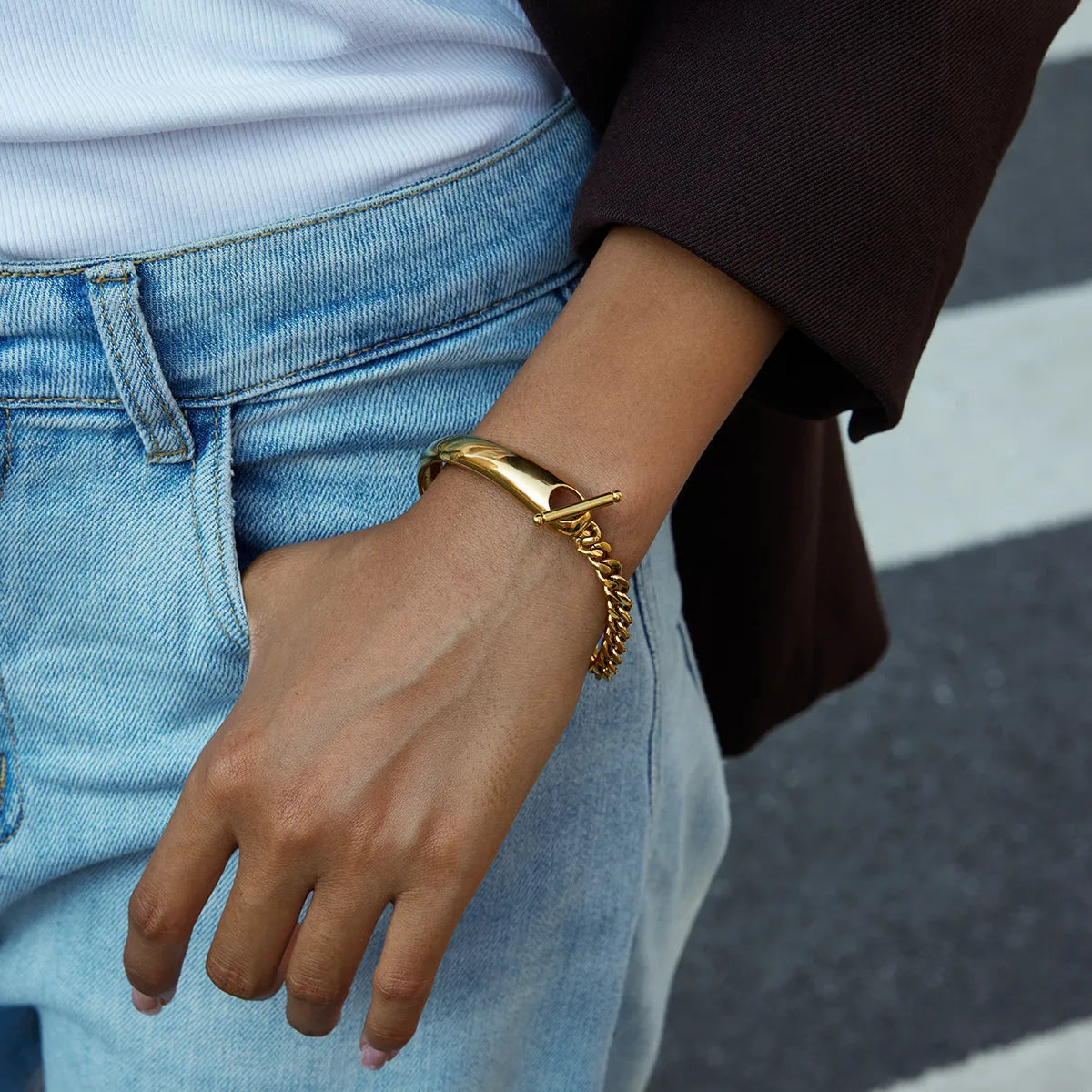 The Horizon Stainless Steel Sculptural OT Clasp Statement Chain