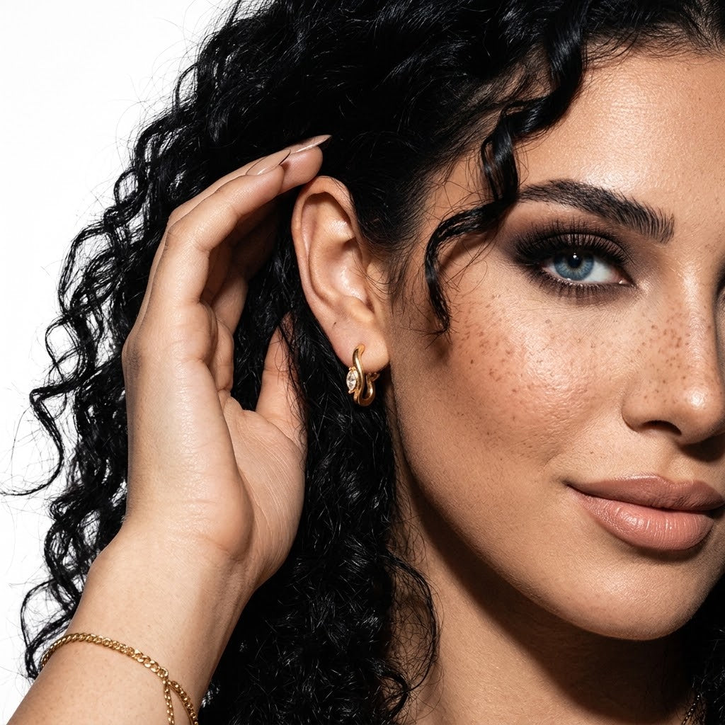 The Iris 18K Gold Marquise Zircon C-Hoops