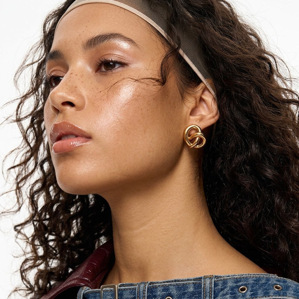 Stainless Steel Bold Twisted Geometric Earrings