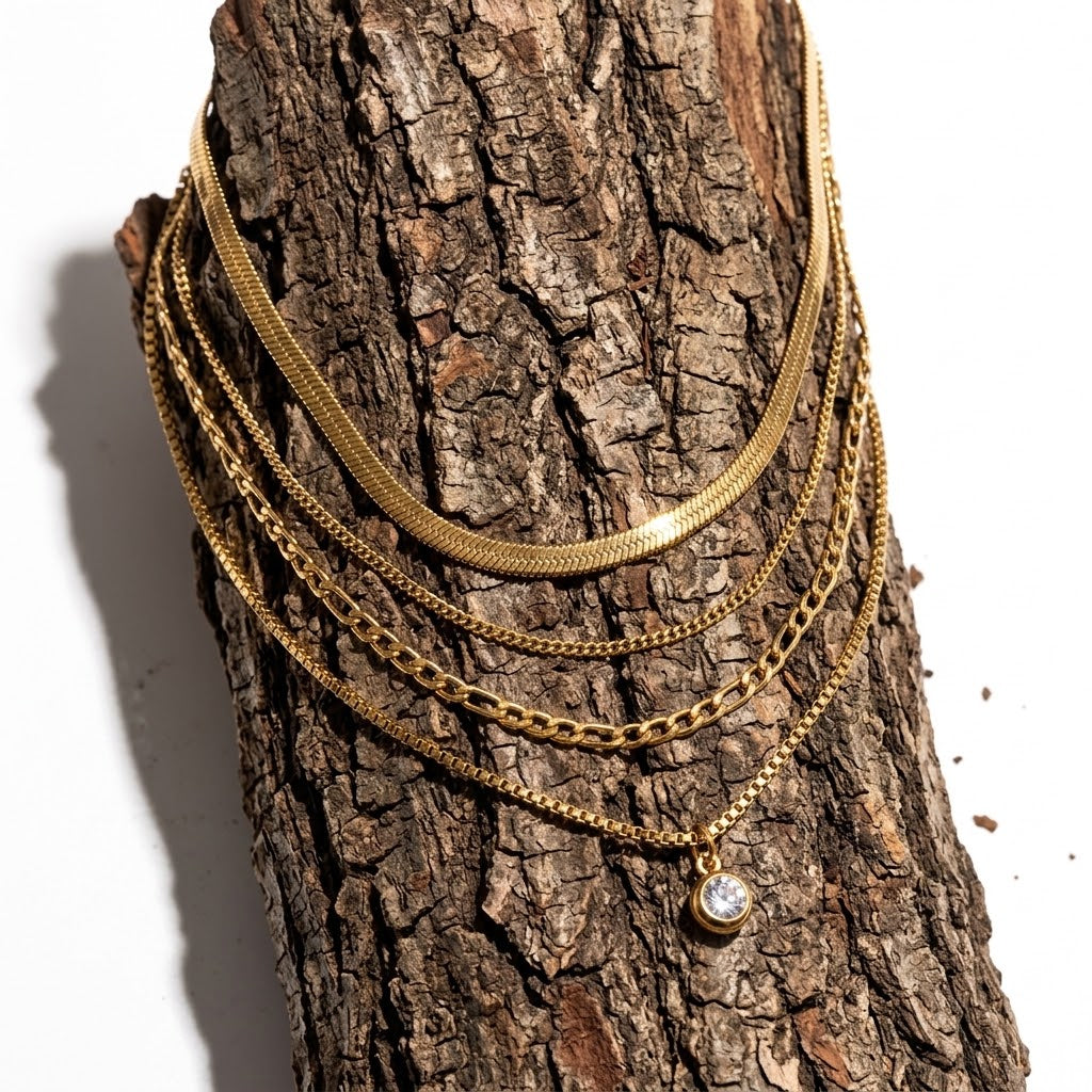 The Iris 18K Gold Triple-Layer Zircon Necklace