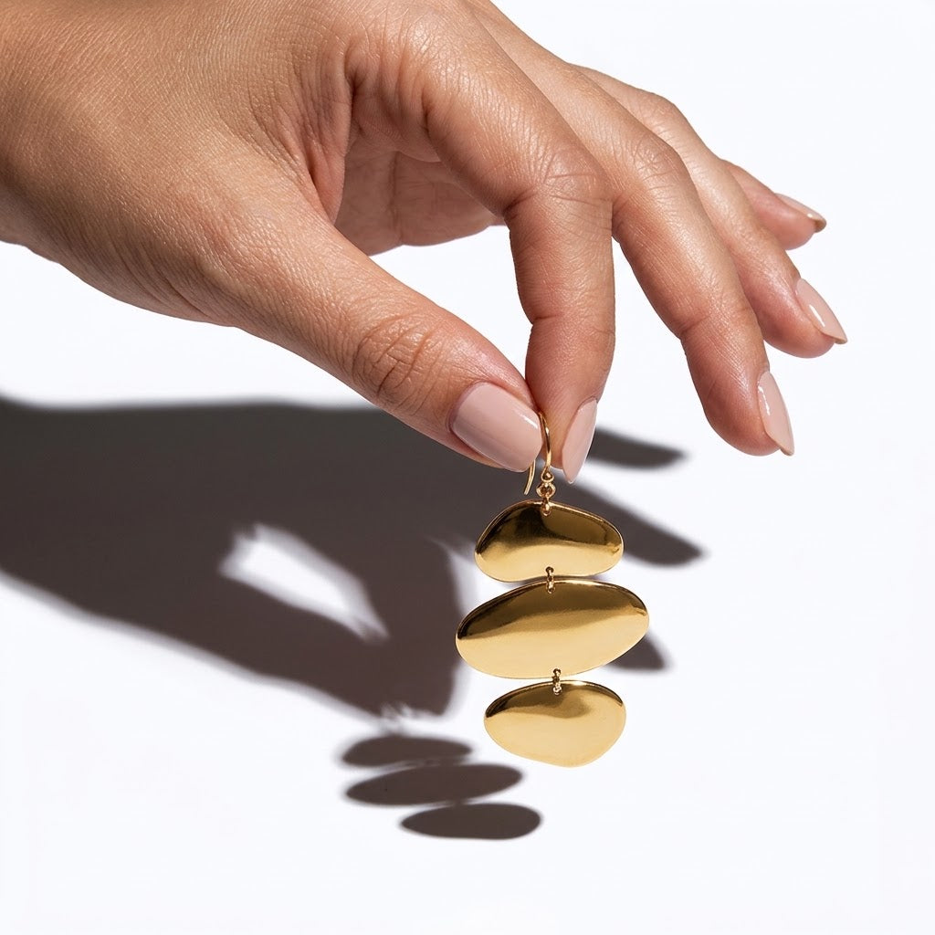 The Isla 18K Gold Plated Irregular Tiered Discs