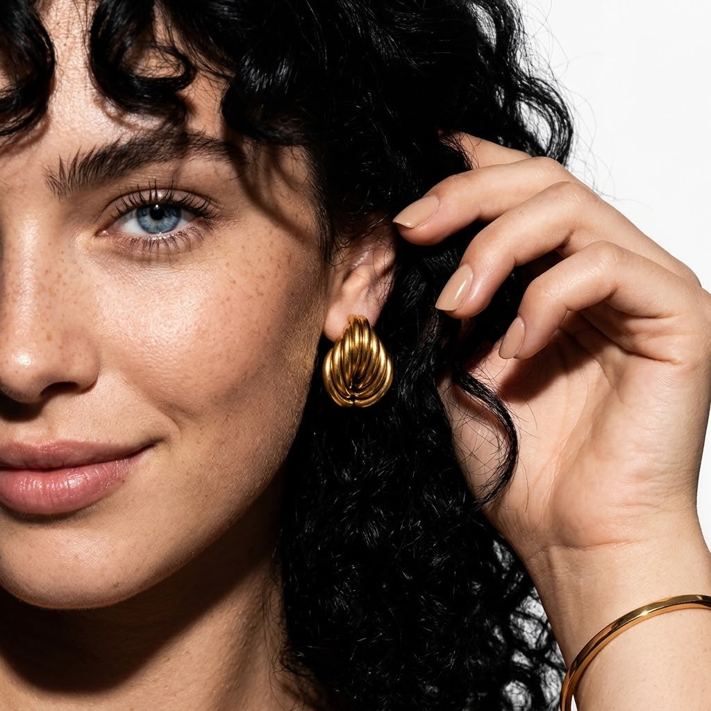 Stainless Steel Bold Spliced Shell Earrings