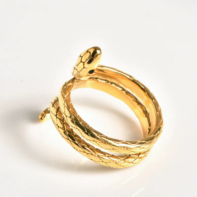 The Medusa Gold PVD Coated Sculpted Textured Snake Ring