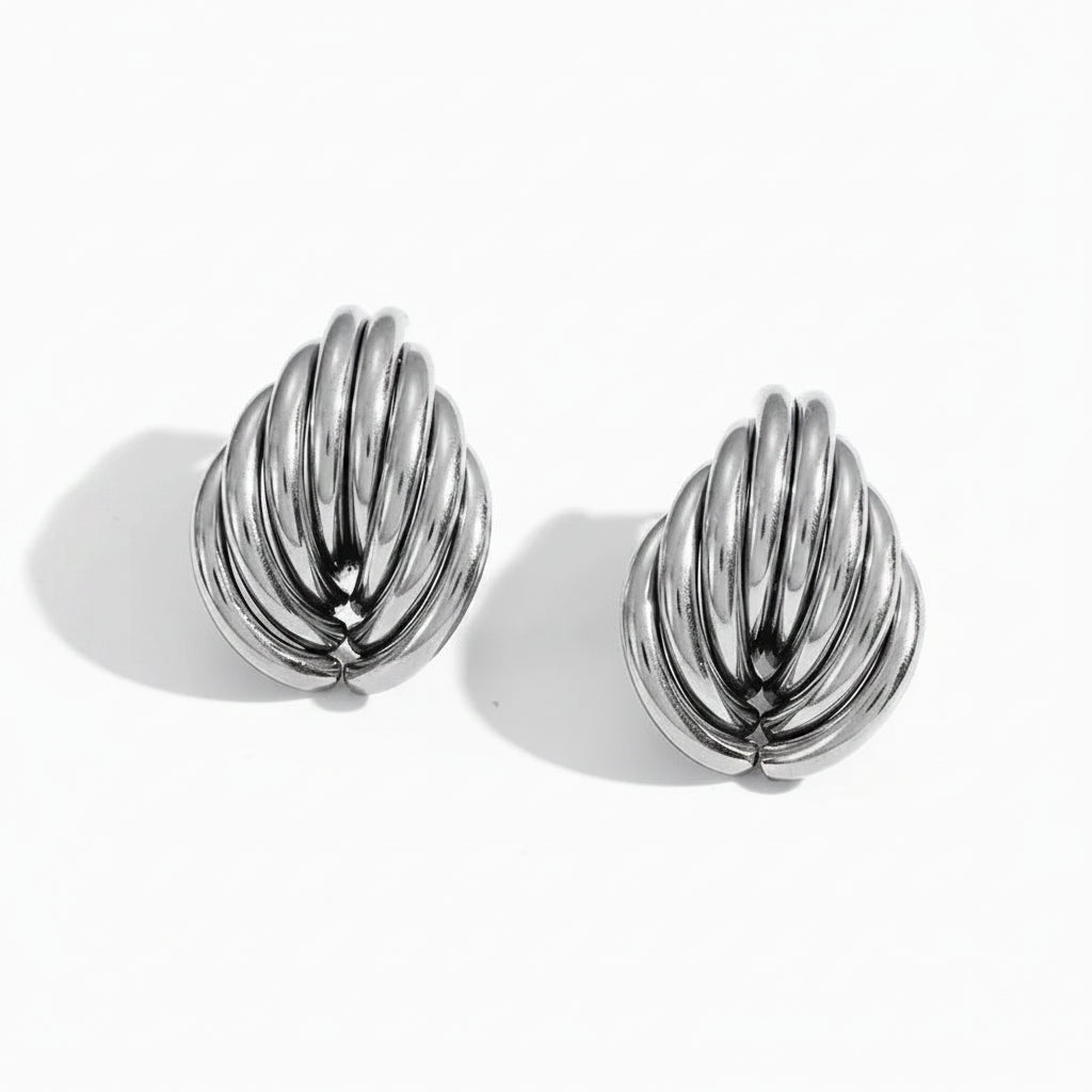 Tarnish-Free Stainless Steel Bold Spliced Shell Earrings