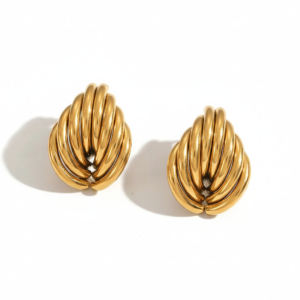 Tarnish-Free Stainless Steel Bold Spliced Shell Earrings