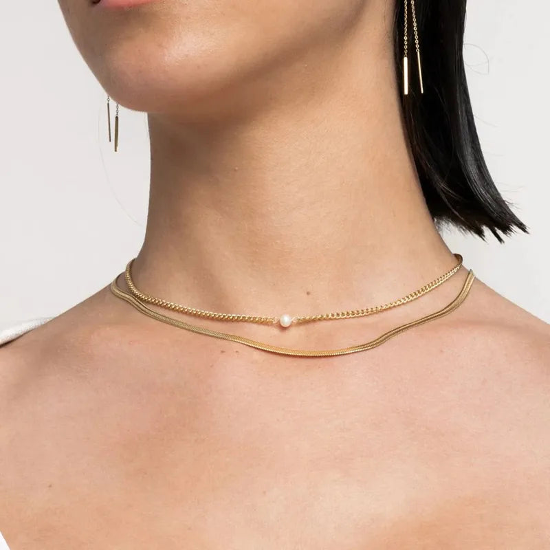 The Pearl Aurelia PVD Gold Layered Minimalist Chain Necklace