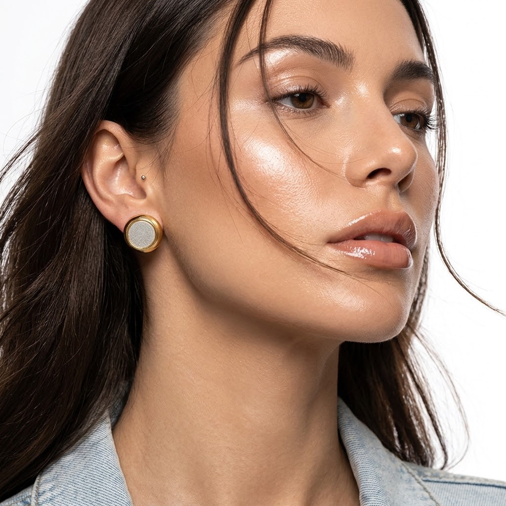 The Celine 18K Gold PVD Coated Chunky Sandblasted Studs