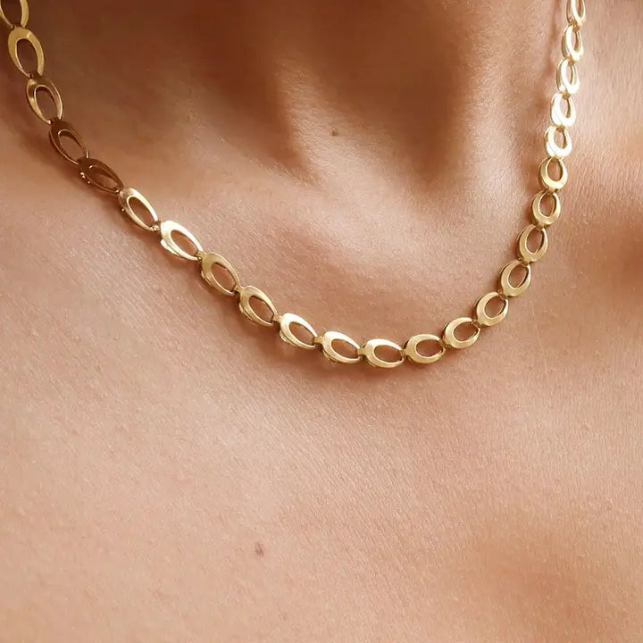 Thessaly 18K Gold Non-Tarnish Oval Link Chain Necklace