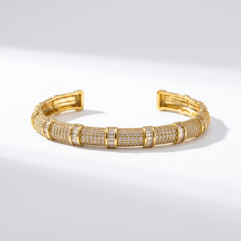 The Starry Night Iced-Out baguette and Pavé Cuff