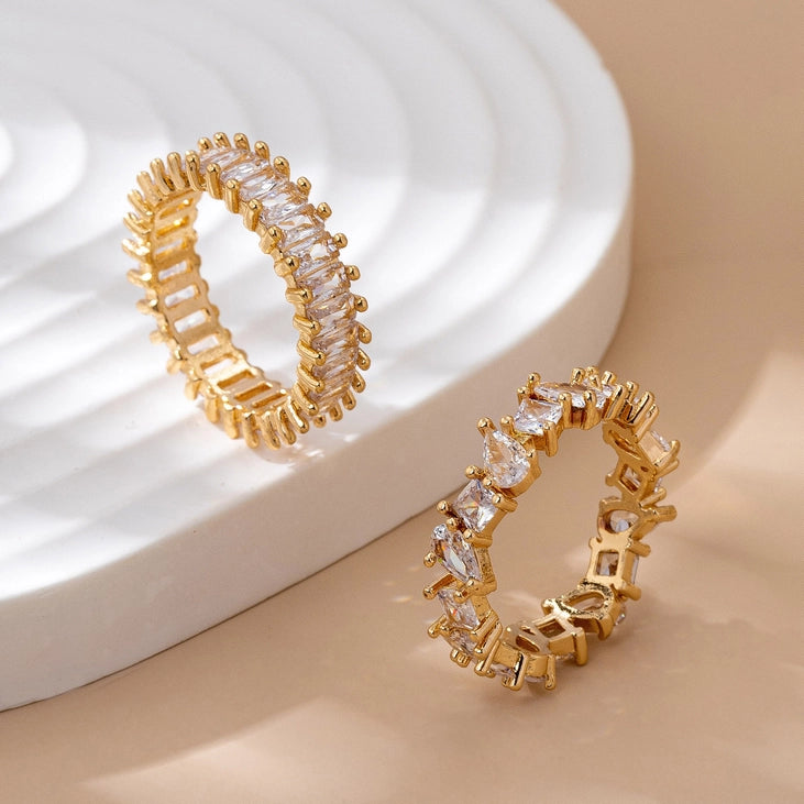 Gold Teardrop Marquise Crystal Eternity Ring