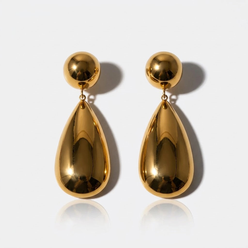 Hollow Water Droplet Drop Earrings