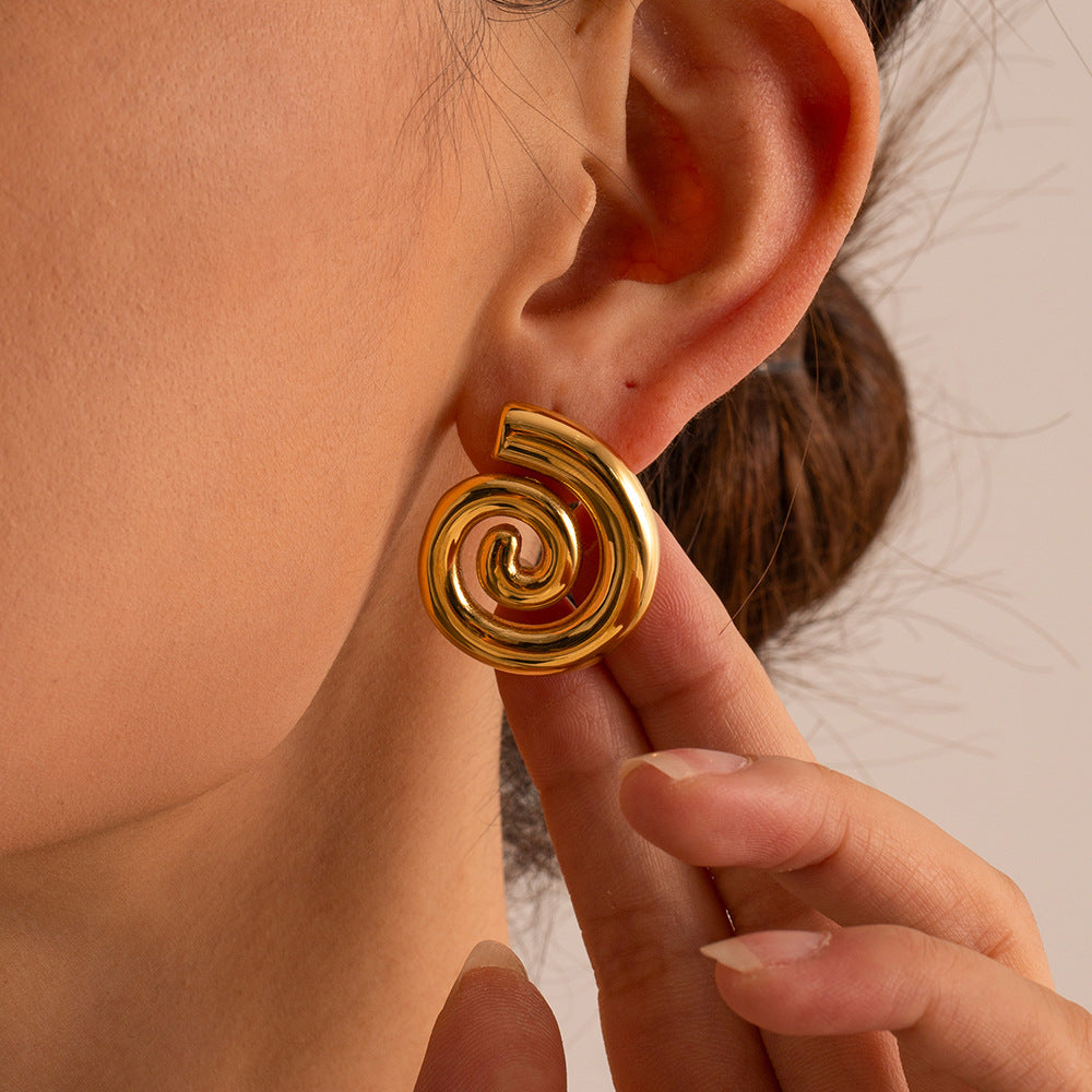 Malibu Vintage Spiral Hoops-18K Gold Plated Stainless Steel
