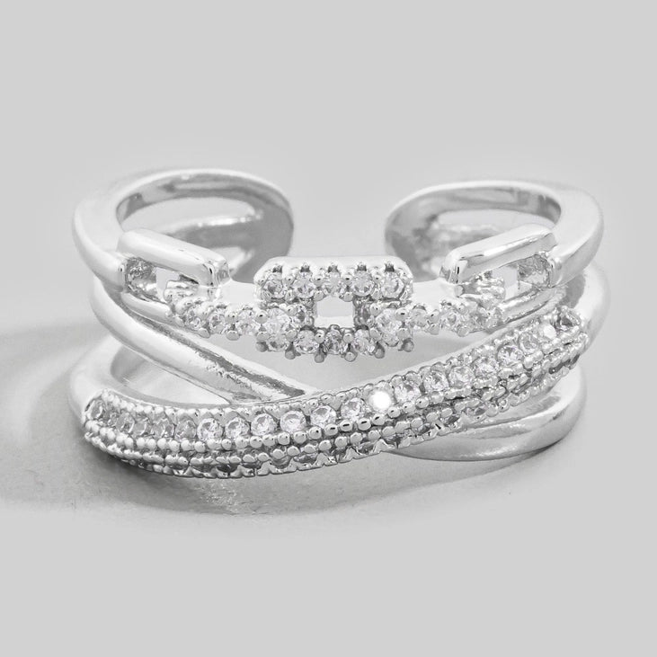 Three Row Twist Cz Ring