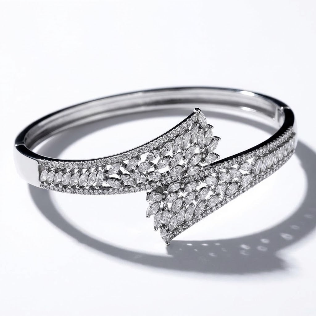Sylvia Floating Crystal Leaf Cluster Statement Cuff