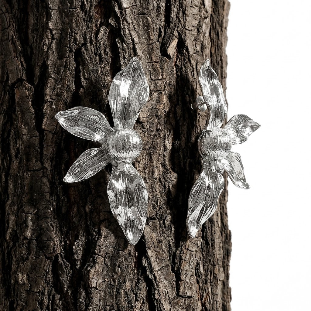 Chunky Abstract Three-Dimensional Flower Drop Earrings