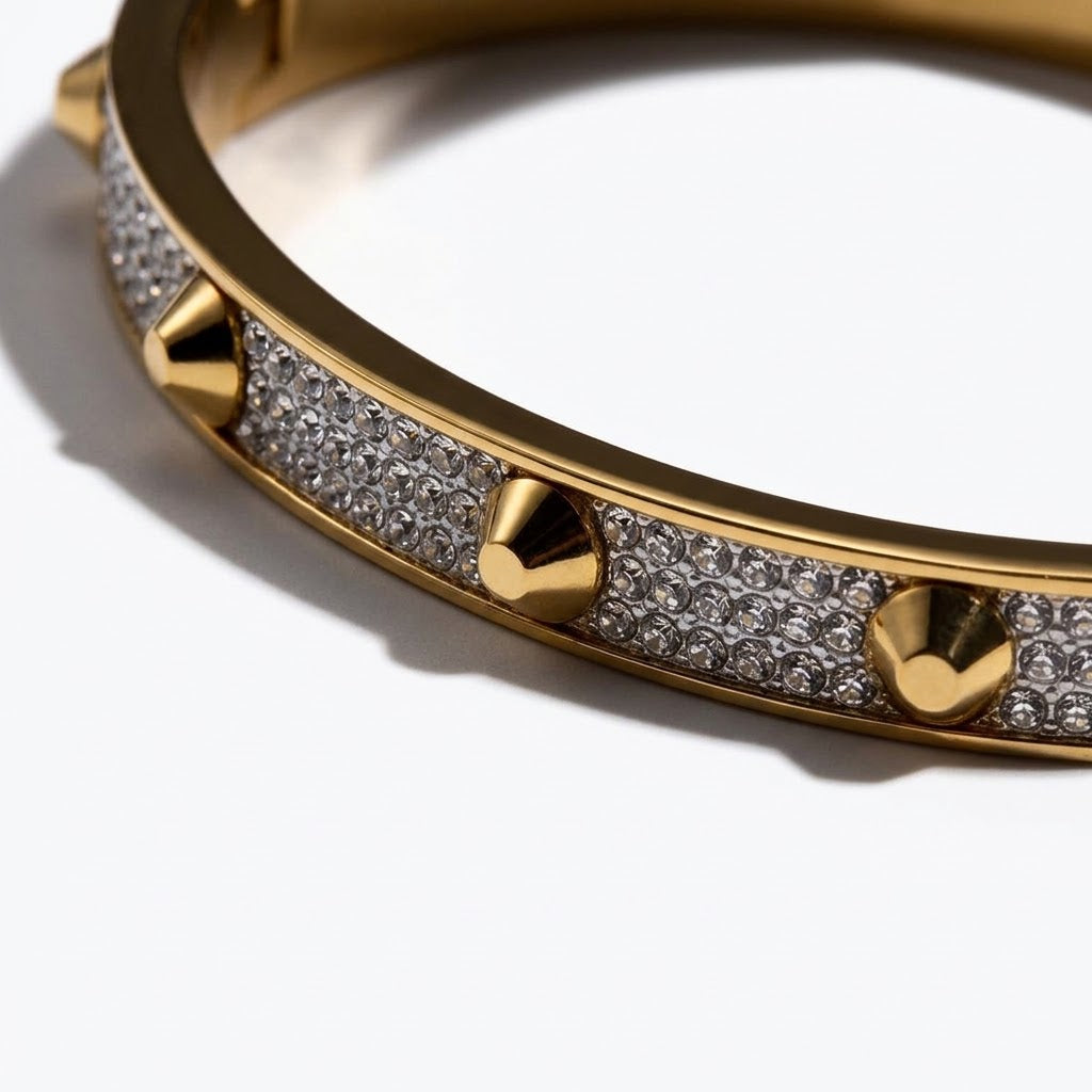 The Bold Horizon Rhinestone Studded Statement Bangle