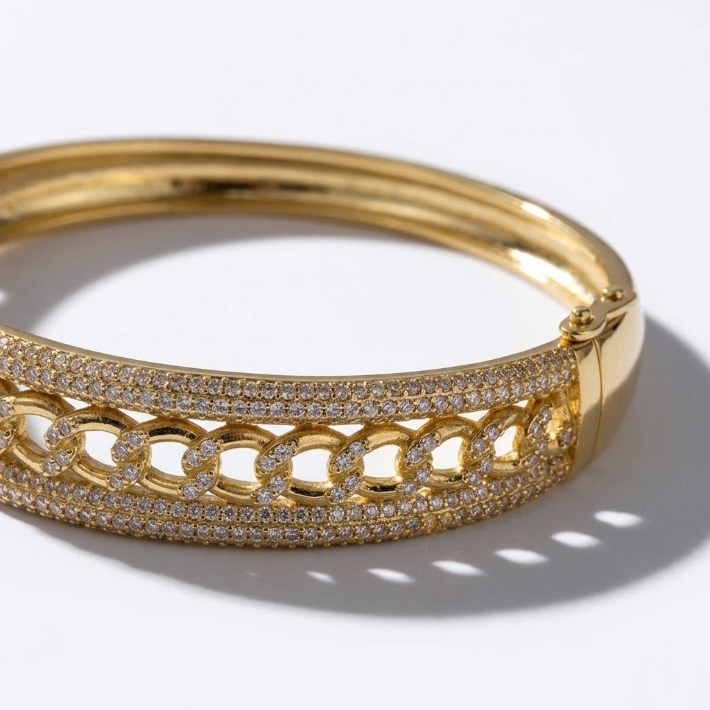 The Sovereign Iced Cuban Link Gold Bangle