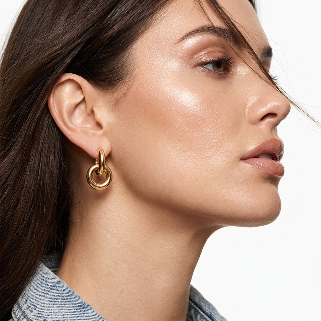 The Margot Waterproof Mixed-Metal Interlocking Hoops