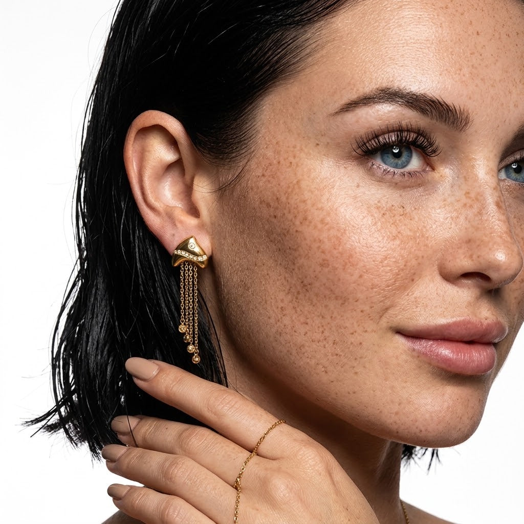 Oceanic Tassel Fish Drop Earrings – 18K Gold Plated Stainless Steel