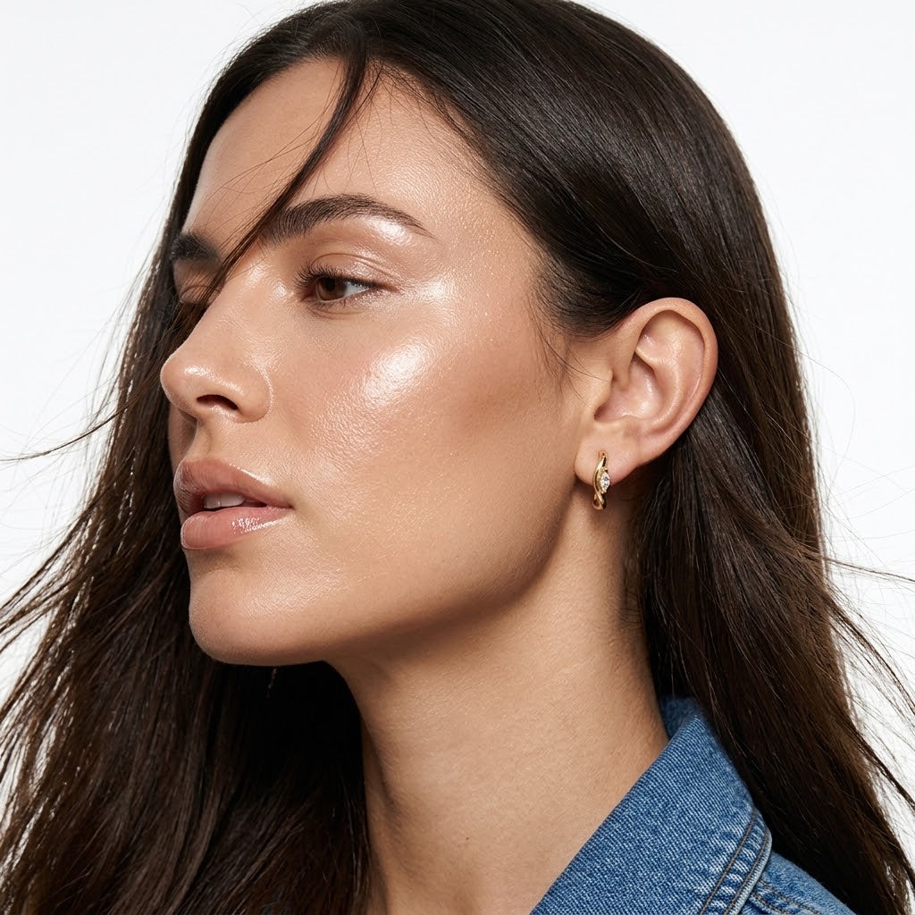 The Iris Waterproof 18K Gold Marquise Zircon C-Hoops