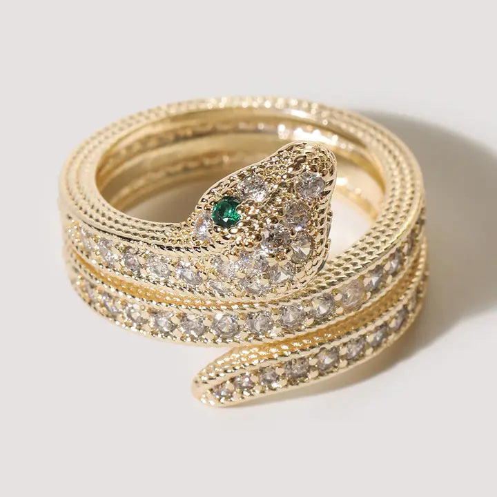 Snake Cz Pave Wrap Ring