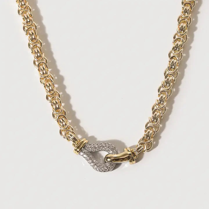 Cz Pave Byzantine Chain Necklace