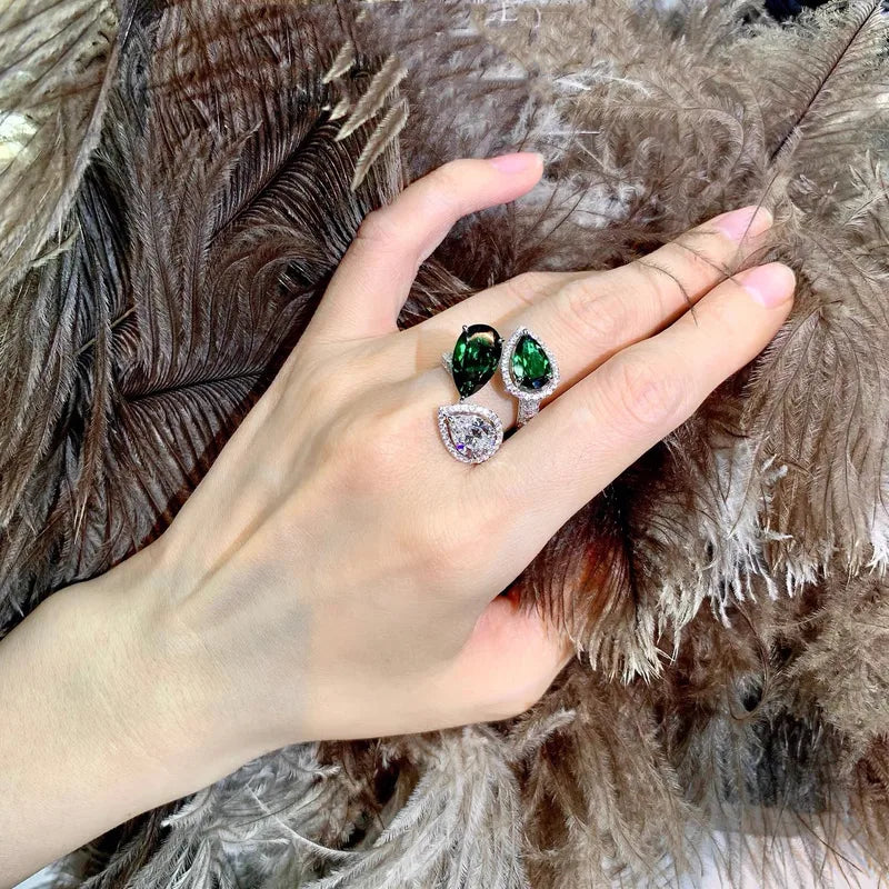 The Emerald Serpentine Triple Pear Statement Ring
