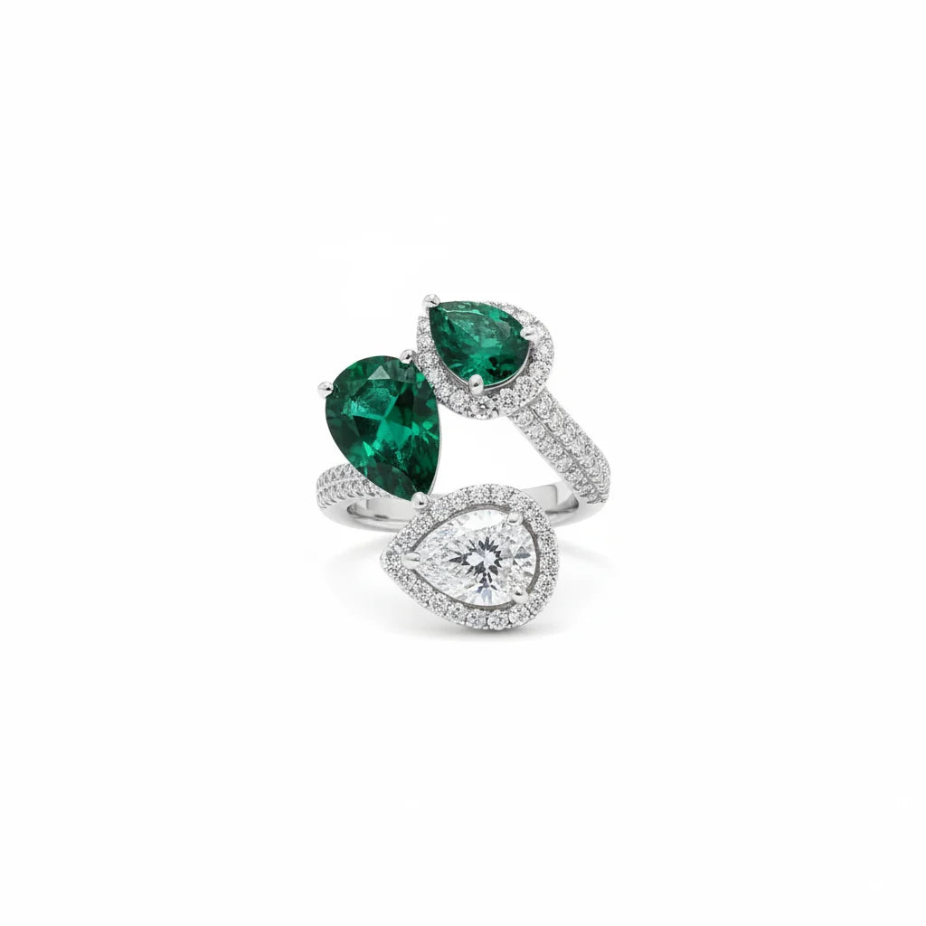 The Emerald Serpentine Triple Pear Statement Ring