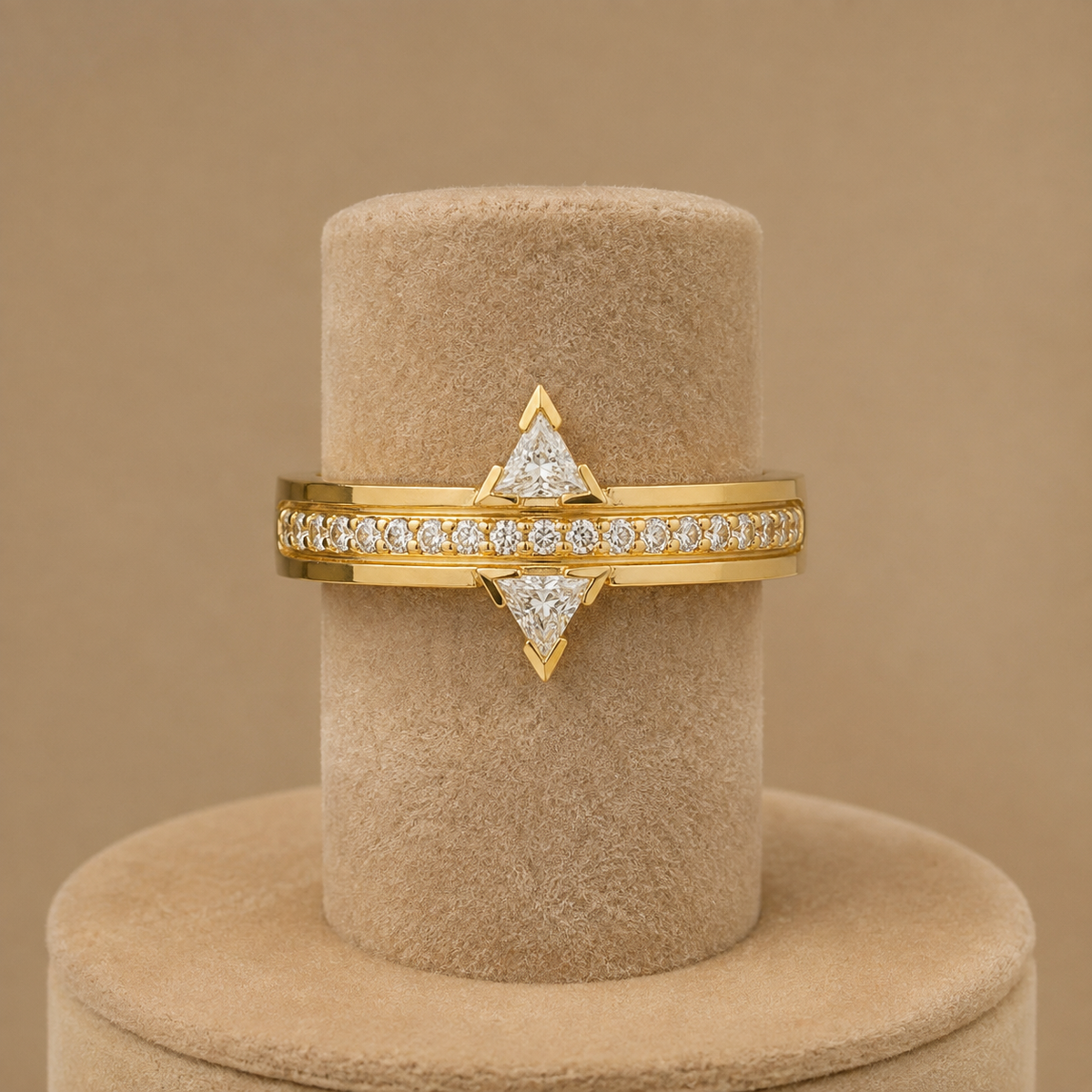 The Parisienne Geometric Trillion Solitaire Ring