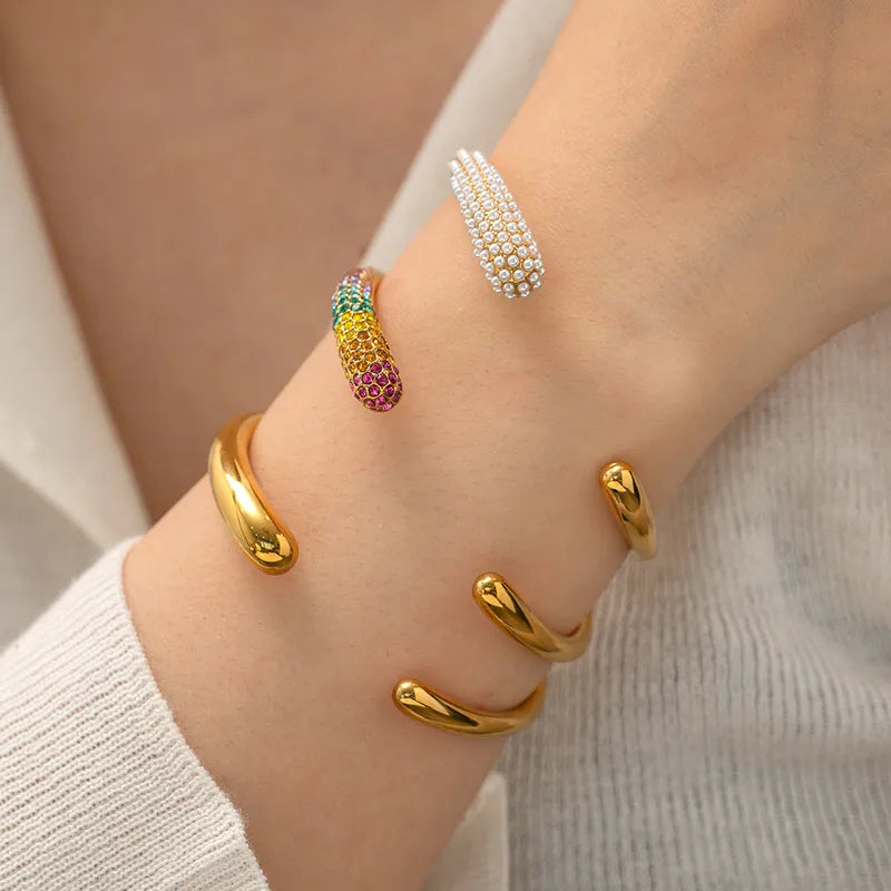 The Chroma Life-Proof PVD Gold Vibrant Geometric Cuff