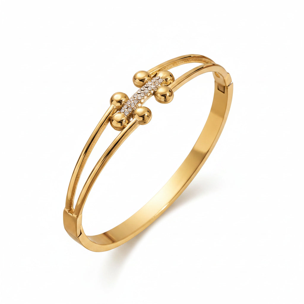 The Aurelia Screw-Link Bangle | 18K Gold PVD