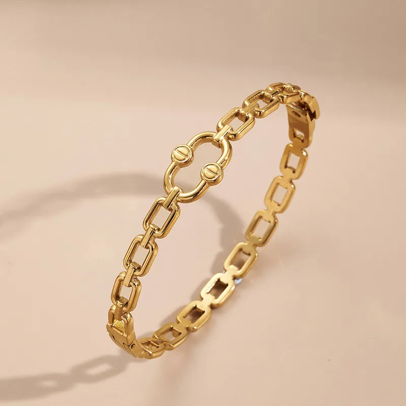 The Aurelia Screw-Link Bangle | 18K Gold PVD