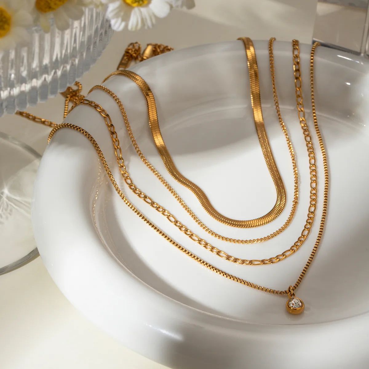 The Iris Waterproof 18K Gold Triple-Layer Zircon Necklace