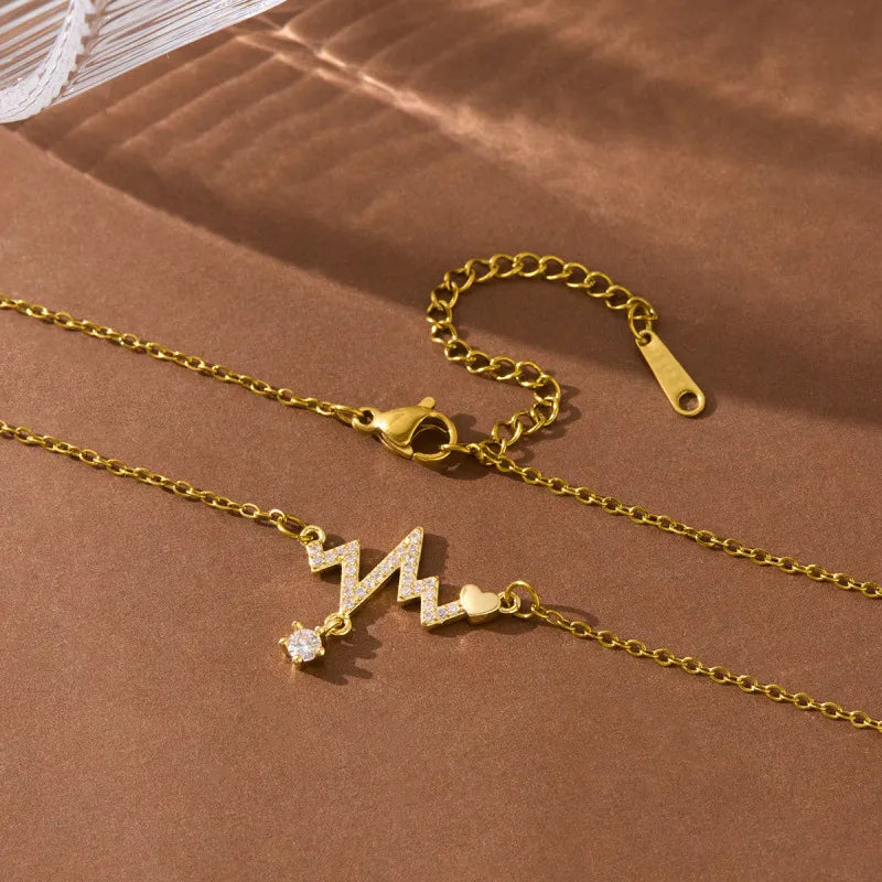 The Vitality Delicate Crystal Wave & Heart Pendant