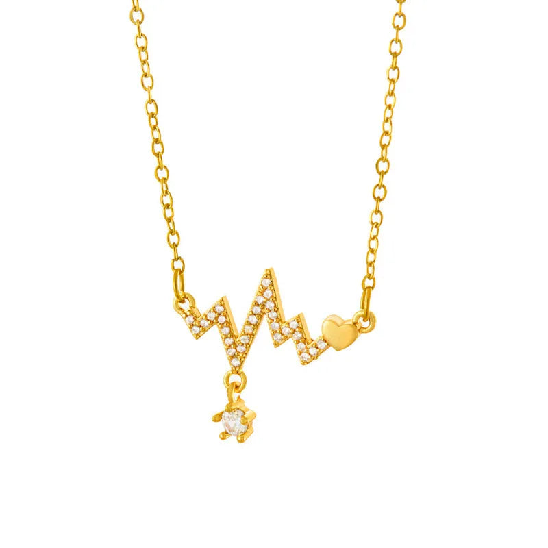 The Vitality Delicate Crystal Wave & Heart Pendant