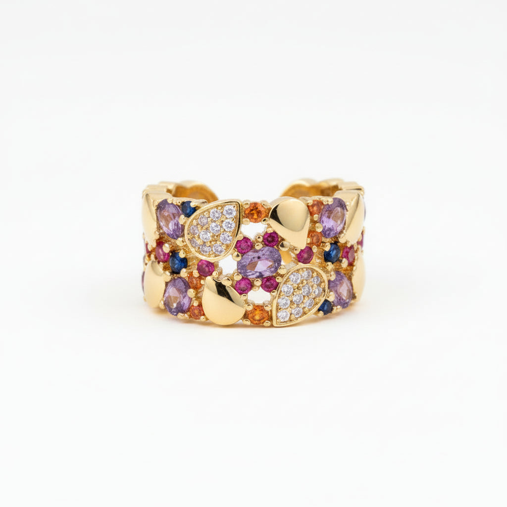 The Riviera Abstract Teardrop Pave Statement Ring