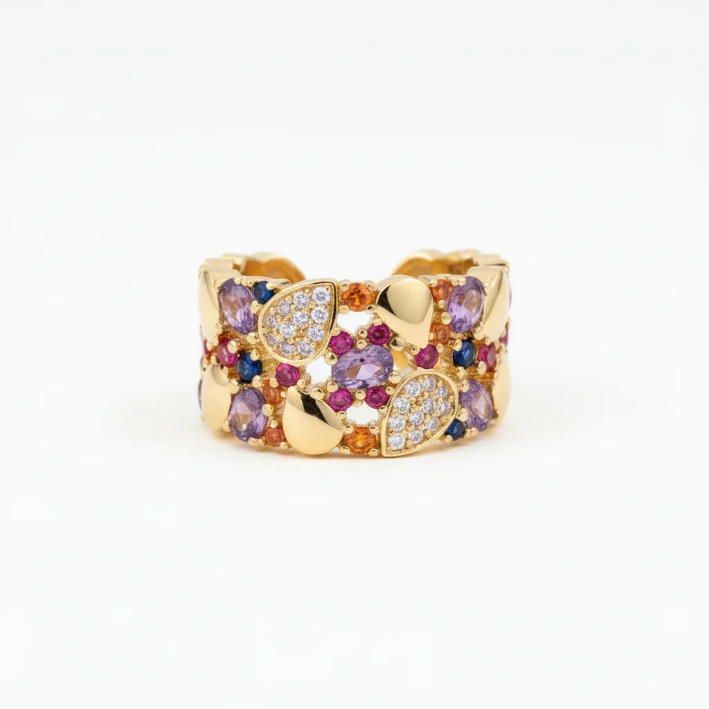 The Riviera Abstract Teardrop Pave Statement Ring