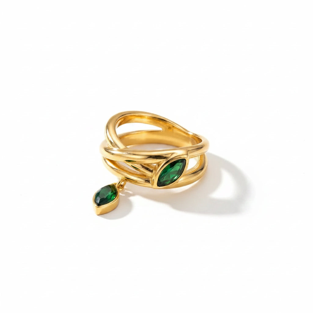 The Ivy Gold PVD Coated Multi-Layer Marquise Zircon Band
