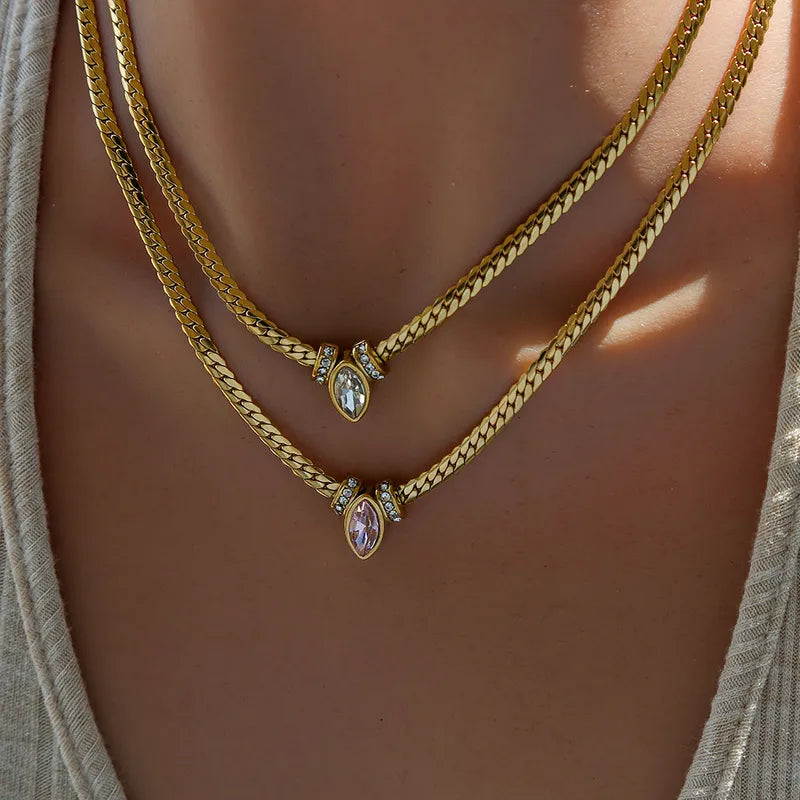 The Alba Petite Micro-Pavé Barrel Necklace